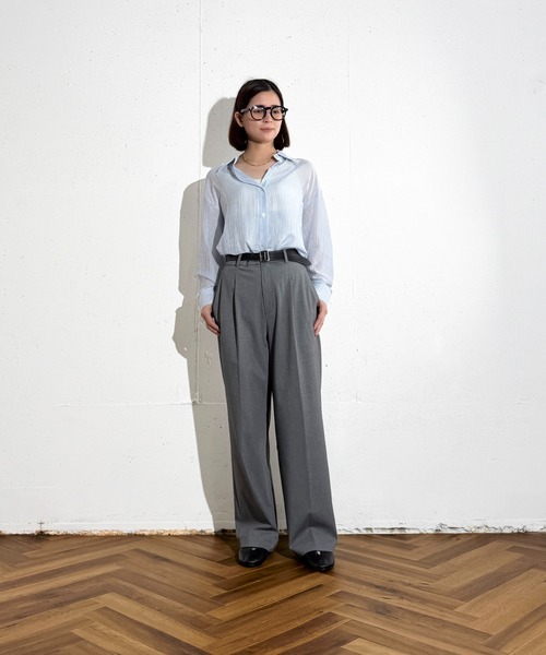 MAISON SELECT（メゾンセレクト）の「6C73 ストライプシアーシャツ（シャツ/ブラウス・レディース・ライトブルー/レッド/サックスブルー/グリーン・FREE）」の19枚目の写真