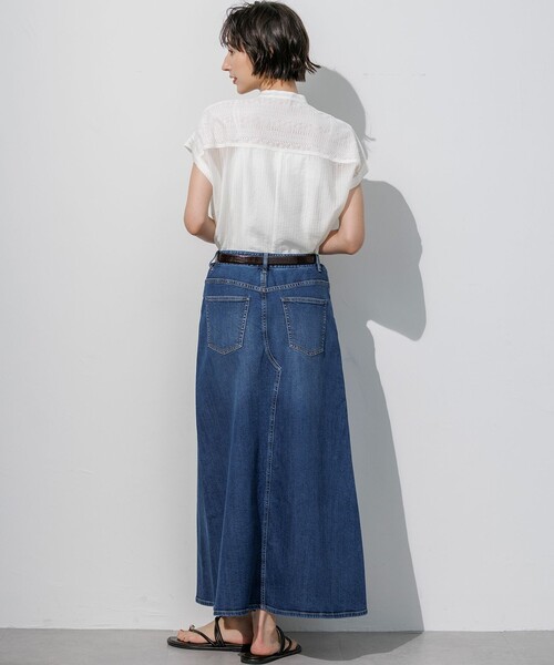 23区(ニジュウサンク)の「ストレッチ デニムフレアスカート(デニムスカート・レディース・ターコイズブルー系/ダルブルー系・36/38/40)」の3枚目の写真