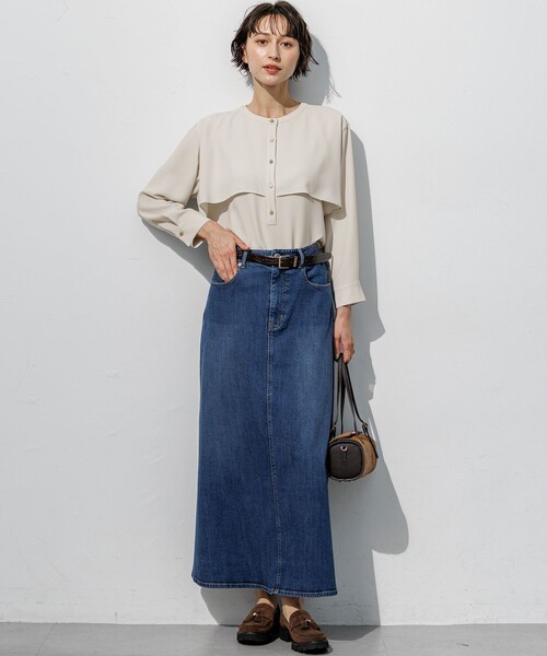 23区(ニジュウサンク)の「ストレッチ デニムフレアスカート(デニムスカート・レディース・ターコイズブルー系/ダルブルー系・36/38/40)」の5枚目の写真