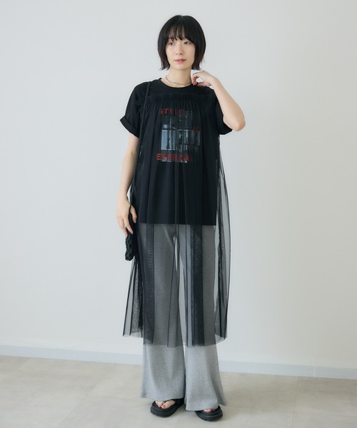 Paradise Picnic（パラダイスピクニック）の「TRANOI.チュールレイヤードトップス（Tシャツ/カットソー・レディース・ブラック/ホワイト・FREE）」の10枚目の写真
