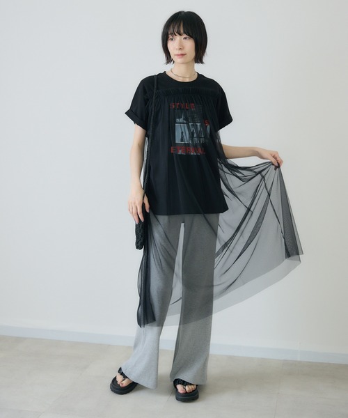 Paradise Picnic（パラダイスピクニック）の「TRANOI.チュールレイヤードトップス（Tシャツ/カットソー・レディース・ブラック/ホワイト・FREE）」の12枚目の写真