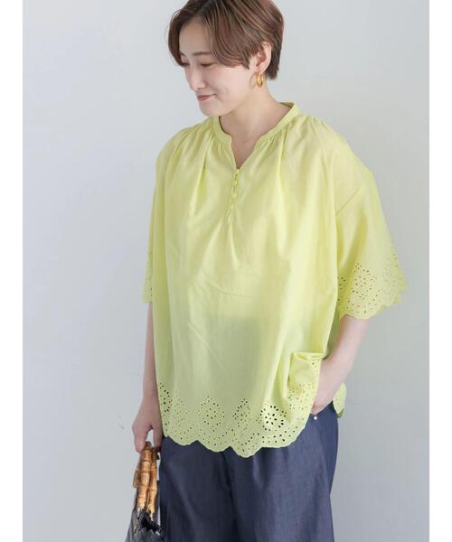 Te chichi(テチチ)の「コットンレースブラウス(シャツ/ブラウス・レディース・イエロー/オフホワイト/ブラック・F)」の1枚目の写真