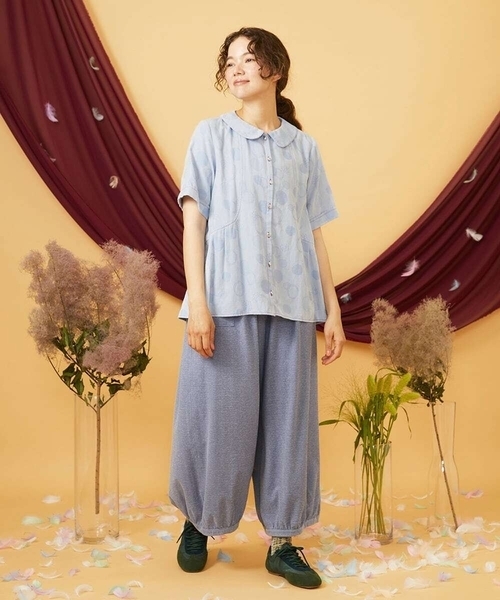 Jocomomola(ホコモモラ)の「Rueda Feliz ドットジャカード襟付きブラウス(シャツ/ブラウス・レディース・ブラック/ダークインディゴブルー・40/42)」の6枚目の写真