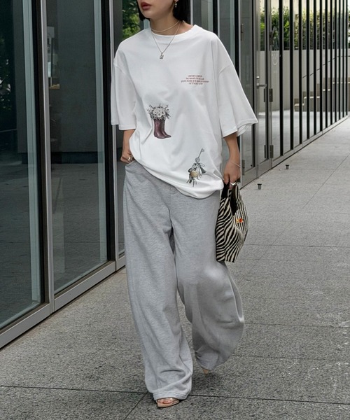 Ameri（アメリ）の「WIDE EGG SWEAT PANTS（スウェットパンツ・レディース・ネイビー/グレー/ピンク・MEDIUM/SMALL）」の9枚目の写真