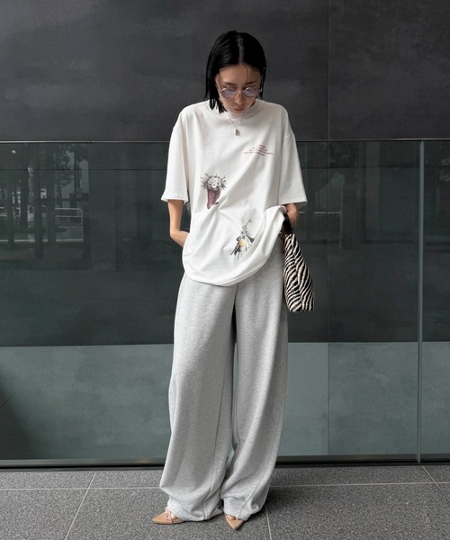 Ameri（アメリ）の「WIDE EGG SWEAT PANTS（スウェットパンツ・レディース・ネイビー/グレー/ピンク・MEDIUM/SMALL）」の12枚目の写真