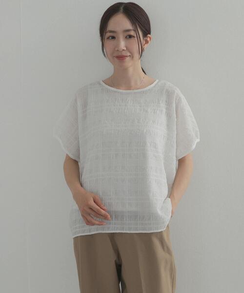 URBAN RESEARCH DOORS(アーバンリサーチドアーズ)の「シアーチェックレイヤードブラウス(シャツ/ブラウス・レディース・オフホワイト/ブラック・FREE)」の6枚目の写真