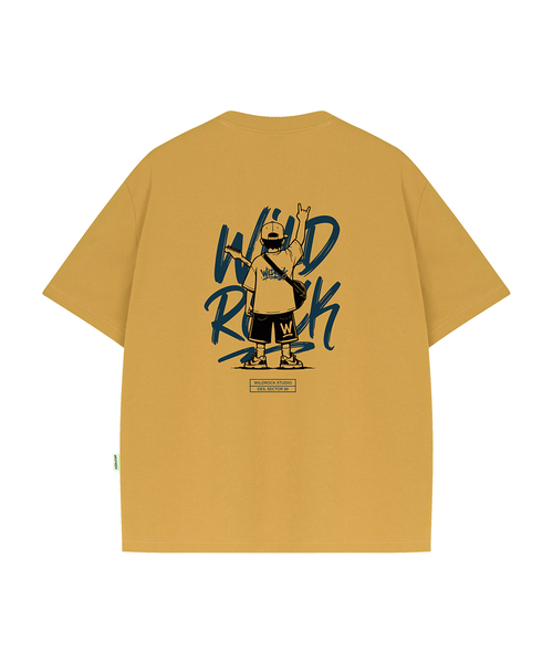 WILDROCK（ワイルドロック）の「ロックンロールキッド クールコットンオーバーフィット半袖Tシャツ（Tシャツ/カットソー・メンズ・ホワイト/スカイブルー/ブラック/ピンク/イエロー/ブルー/チャコール・SMALL/MEDIUM/LARGE）」の6枚目の写真