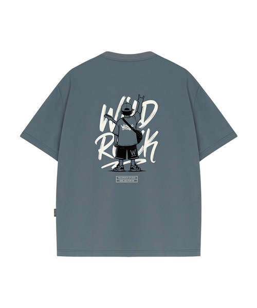 WILDROCK（ワイルドロック）の「ロックンロールキッド クールコットンオーバーフィット半袖Tシャツ（Tシャツ/カットソー・メンズ・ホワイト/スカイブルー/ブラック/ピンク/イエロー/ブルー/チャコール・SMALL/MEDIUM/LARGE）」の5枚目の写真