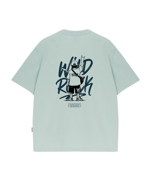 WILDROCK（ワイルドロック）の「ロックンロールキッド クールコットンオーバーフィット半袖Tシャツ（Tシャツ/カットソー・メンズ・ホワイト/スカイブルー/ブラック/ピンク/イエロー/ブルー/チャコール・SMALL/MEDIUM/LARGE）」の4枚目の写真