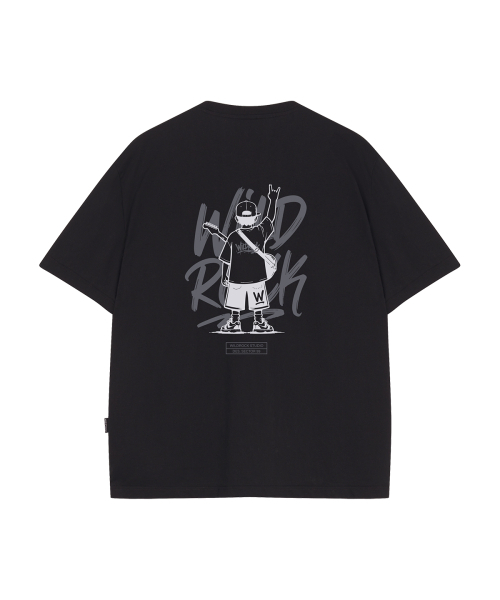 WILDROCK（ワイルドロック）の「ロックンロールキッド クールコットンオーバーフィット半袖Tシャツ（Tシャツ/カットソー・メンズ・ホワイト/スカイブルー/ブラック/ピンク/イエロー/ブルー/チャコール・SMALL/MEDIUM/LARGE）」の8枚目の写真
