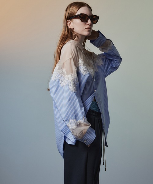 MAISON SPECIAL(メゾンスペシャル)の「【PRE-ORDER】Lingerie Shirt/ランジェリーシャツ(シャツ/ブラウス・レディース・ブルー/ピンク/キャメル・FREE)」の7枚目の写真