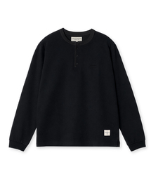 HENLEY NECK LONG SLEEVE T-SHIRT (BLACK)