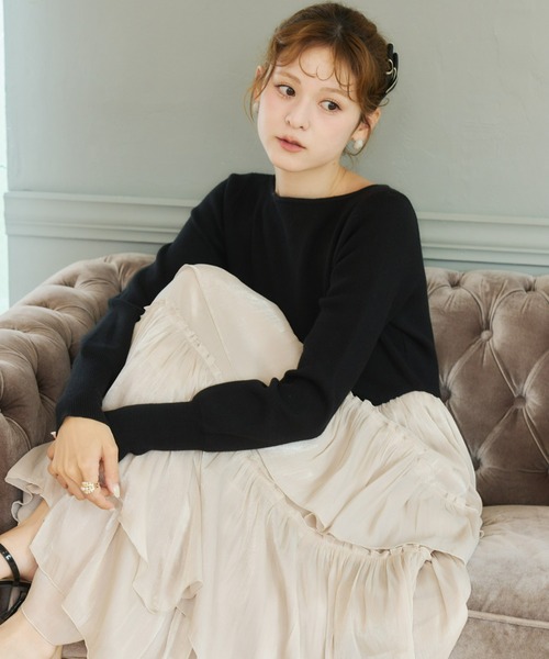 Olu.(オルドット)の「ボートネックドッキングワンピース(ワンピース・レディース・ブラック×ベージュ/グレー×ホワイト/ブラック×ホワイト・0/1)」の12枚目の写真