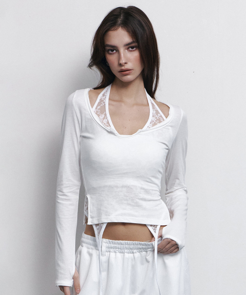 PLEASENOFOLLOW(プリーズノーフォロー)の「Tia Long Sleeve Top (Ivory)(Tシャツ/カットソー・レディース・その他・FREE)」の1枚目の写真