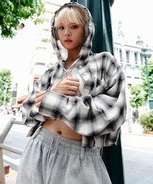 WEGO/【26年秋冬新作】フードチェックショートシャツ