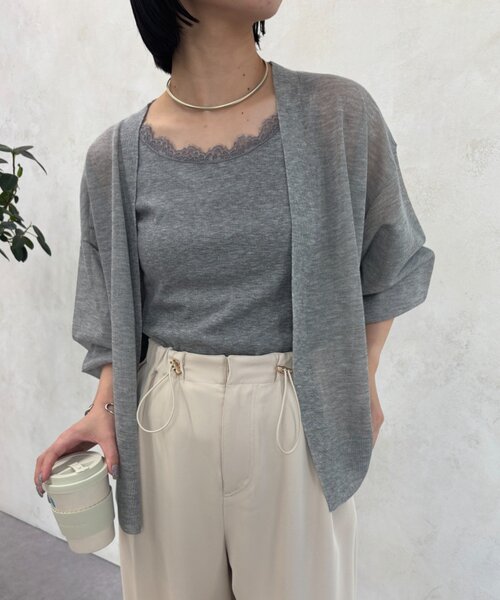 Jena espace merveilleux(ジェナ エスパスメルヴェイユ)の「レースキャミ(Tシャツ/カットソー・レディース・グレー/オフホワイト/ブラック・FREE)」の3枚目の写真