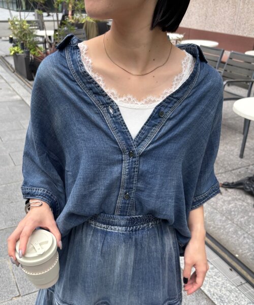 Jena espace merveilleux(ジェナ エスパスメルヴェイユ)の「レースキャミ(Tシャツ/カットソー・レディース・グレー/オフホワイト/ブラック・FREE)」の5枚目の写真