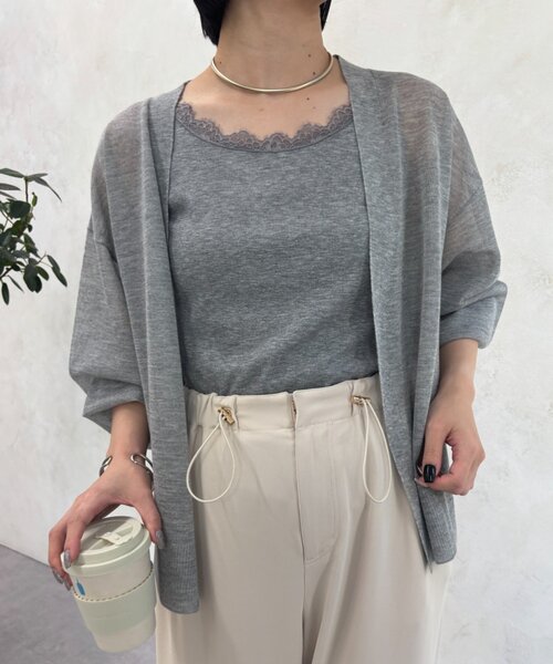Jena espace merveilleux(ジェナ エスパスメルヴェイユ)の「レースキャミ(Tシャツ/カットソー・レディース・グレー/オフホワイト/ブラック・FREE)」の16枚目の写真