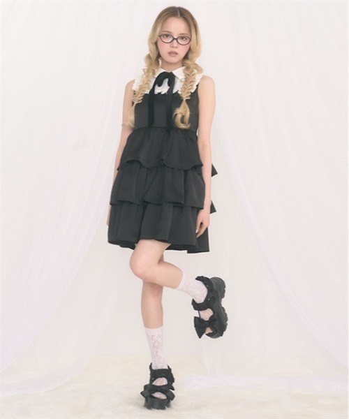 FickleBebe（フィクルベベ）の「サテンティアードリボンＯＰ（ワンピース・レディース・グレー/ブラック・1/0）」の20枚目の写真