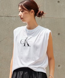 Calvin Klein/カルバンクライン モノグラムロゴプリーツショルダースリーブレスカットソー レディース  秋服 2026年秋冬