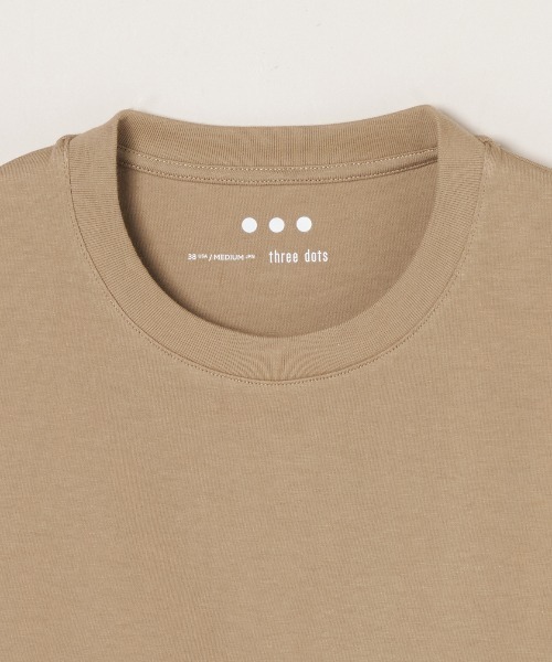 three dots(スリードッツ)の「ピマタイトゲージ ロングスリーブクルーネック(Tシャツ/カットソー・メンズ・ブラック/ホワイト系その他・SMALL/MEDIUM)」の4枚目の写真