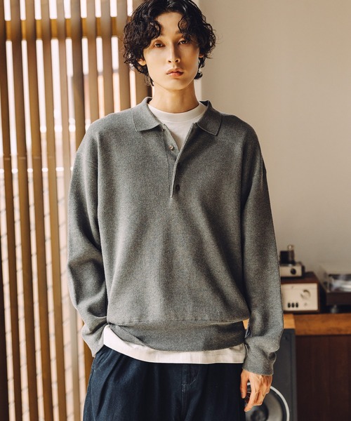 Bleme(ブレム)の「クラシック ハイゲージ ポロニット(ポロシャツ・メンズ・グレー/ブラック/キャメル・XL/L/M/S)」の20枚目の写真