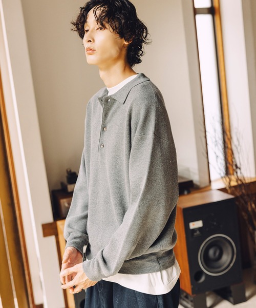 Bleme(ブレム)の「クラシック ハイゲージ ポロニット(ポロシャツ・メンズ・グレー/ブラック/キャメル・XL/L/M/S)」の22枚目の写真