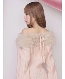EATME | フェイクファートリムBACKリボンニットTOP(ニット/セーター)