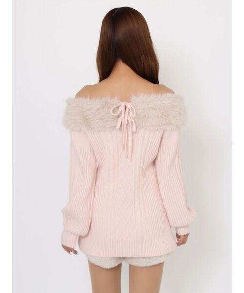 EATME(イートミー)の「フェイクファートリムBACKリボンニットTOP(ニット/セーター・レディース・オフホワイト/ブラック/ピンク・FREE)」の17枚目の写真