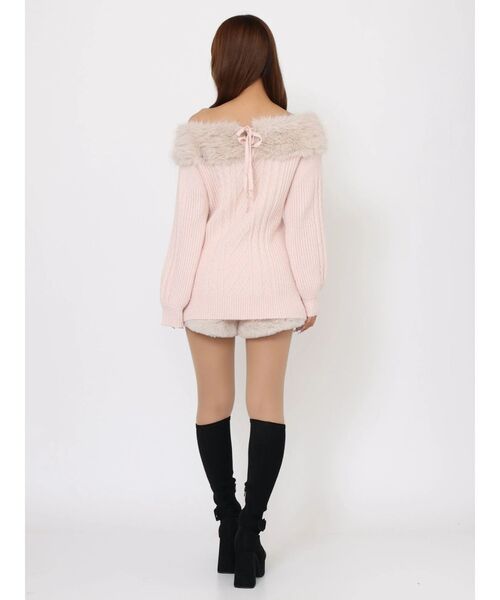 EATME(イートミー)の「フェイクファートリムBACKリボンニットTOP(ニット/セーター・レディース・オフホワイト/ブラック/ピンク・FREE)」の22枚目の写真