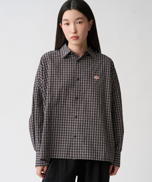 DANTON(ダントン)の「DANTON | ナイロンタフタ レギュラーカラー長袖シャツ WOMEN(シャツ/ブラウス・レディース・ブラウン系その他/ブラック系その他・36)」の12枚目の写真