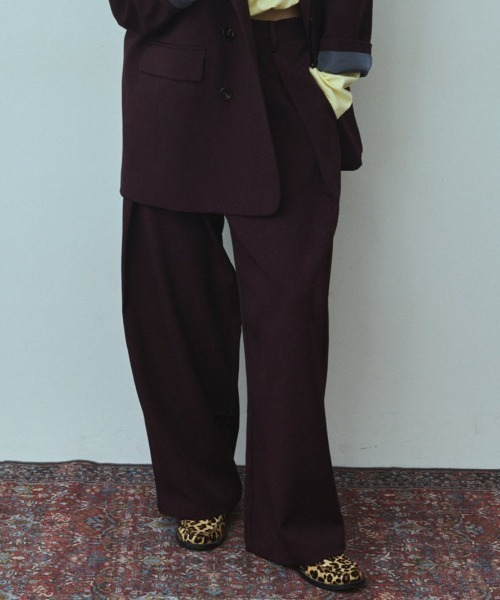 RiC(リック)の「WIDE TUCK TROUSERS(スラックス・レディース・ネイビー/ワイン/チェック・M/S)」の17枚目の写真