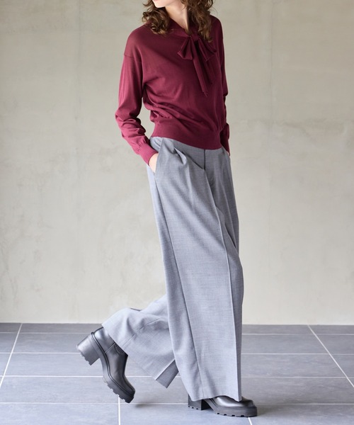 R-ISM(リズム)の「【洗える】ツイルストレッチタックワイドパンツ(その他パンツ・レディース・ネイビー/グレー/ワインレッド・4/2)」の8枚目の写真