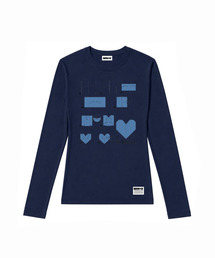 セミクロップドペーパー長袖Tシャツ [ネイビー]