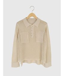 Mesh knit polo shirt