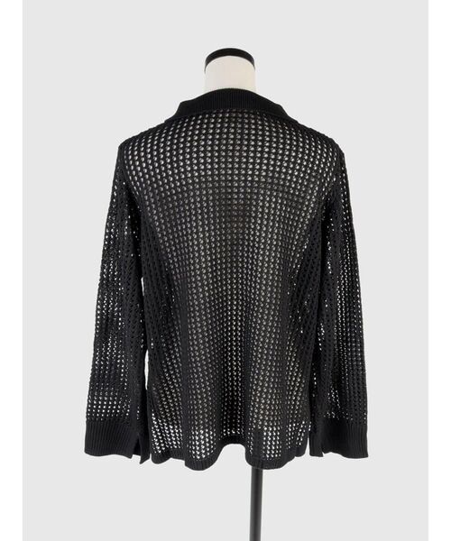 FIKA.（フィーカ）の「Mesh knit polo shirt（ニット/セーター・レディース・ブラック/アイボリー・MEDIUM）」の4枚目の写真