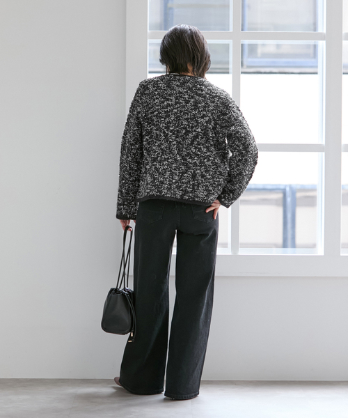 La TOTALITE（ラトータリテ）の「【洗える】TORRAZZO DONNA/トラッゾドンナ ツィードニットジャケット（その他アウター・レディース・ブラック/ベージュ・FREE）」の5枚目の写真