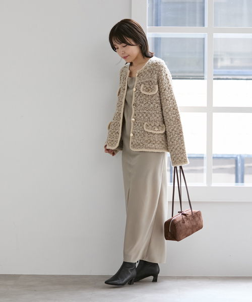 La TOTALITE（ラトータリテ）の「【洗える】TORRAZZO DONNA/トラッゾドンナ ツィードニットジャケット（その他アウター・レディース・ブラック/ベージュ・FREE）」の10枚目の写真