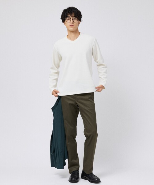 TAKEO KIKUCHI(タケオキクチ)の「【日本製】メッシュ ジャージ Vネック プルオーバー(スウェット・メンズ・オフホワイト・04/03/02)」の5枚目の写真