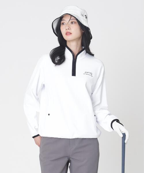 PING(ピン)の「【PING APPAREL】メッシュリバーニットハーフジップカットソー (LADIES)(スウェット・レディース・ブラック/ホワイト/ベージュ/カーキ・S/L/M/LL)」の1枚目の写真