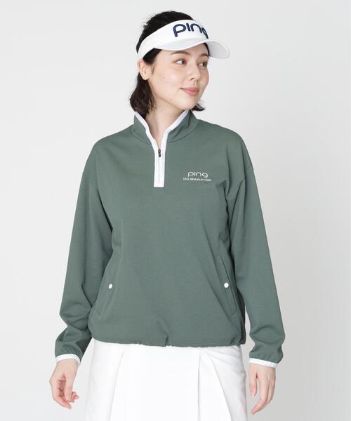 PING(ピン)の「【PING APPAREL】メッシュリバーニットハーフジップカットソー (LADIES)(スウェット・レディース・ブラック/ホワイト/ベージュ/カーキ・S/L/M/LL)」の4枚目の写真