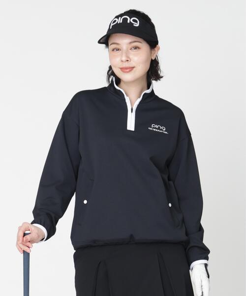 PING(ピン)の「【PING APPAREL】メッシュリバーニットハーフジップカットソー (LADIES)(スウェット・レディース・ブラック/ホワイト/ベージュ/カーキ・S/L/M/LL)」の2枚目の写真
