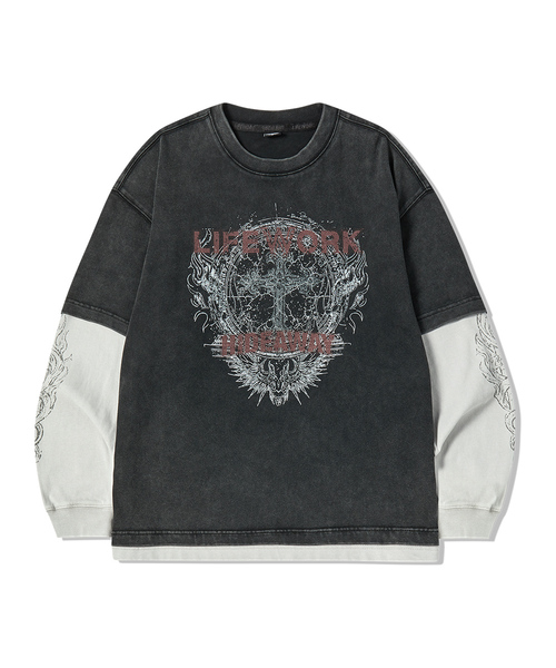 LIFE WORK(ライフワーク)の「ヴィンテージフレイムレイヤード長袖Tシャツ(Tシャツ/カットソー・レディース・ライトグレー/チャコールグレー・MEDIUM/LARGE)」の2枚目の写真