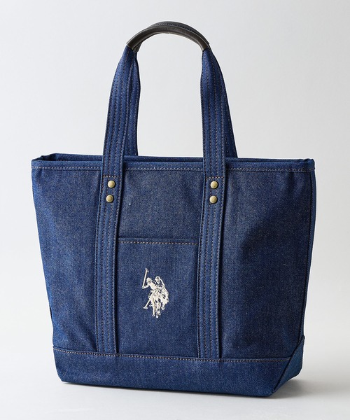 U.S. POLO ASSN.（ユーエスポロアッスン）の「【U.S. POLO ASSN./ユーエスポロアッスン】【不動の人気を誇るキャンバストートバッグ】 リバイバルトート Mサイズ 綿100% ベーシックデザイン 天ファスナー 内ポケット 型崩れしにくい マチあり デイリーユース USPA-2651（トートバッグ・レディース・オフホワイト/ダークブルー/ブラック/スミクロ・FREE）」の4枚目の写真