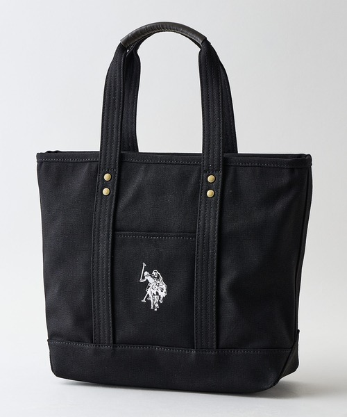 U.S. POLO ASSN.（ユーエスポロアッスン）の「【U.S. POLO ASSN./ユーエスポロアッスン】【不動の人気を誇るキャンバストートバッグ】 リバイバルトート Mサイズ 綿100% ベーシックデザイン 天ファスナー 内ポケット 型崩れしにくい マチあり デイリーユース USPA-2651（トートバッグ・レディース・オフホワイト/ダークブルー/ブラック/スミクロ・FREE）」の2枚目の写真