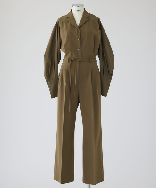 RIM.ARK（リムアーク）の「【RIM.ARK/リムアーク】Raglan sleeve jumpsuit/ラグランスリーブジャンプスーツ（つなぎ/オールインワン・レディース・ブラック/ライトブラウン・36/38）」の2枚目の写真