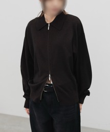 HONE（ホーン）の「double zip knit shirts cardigan / ダブルジップニットシャツカーディガン（ニット/セーター）」