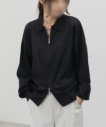 HONE（ホーン）の「double zip knit shirts cardigan / ダブルジップニットシャツカーディガン（ニット/セーター）」