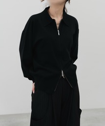 HONE（ホーン）の「double zip knit shirts cardigan / ダブルジップニットシャツカーディガン（ニット/セーター）」
