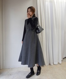 フェイクウールノースリカシュクールワンピース